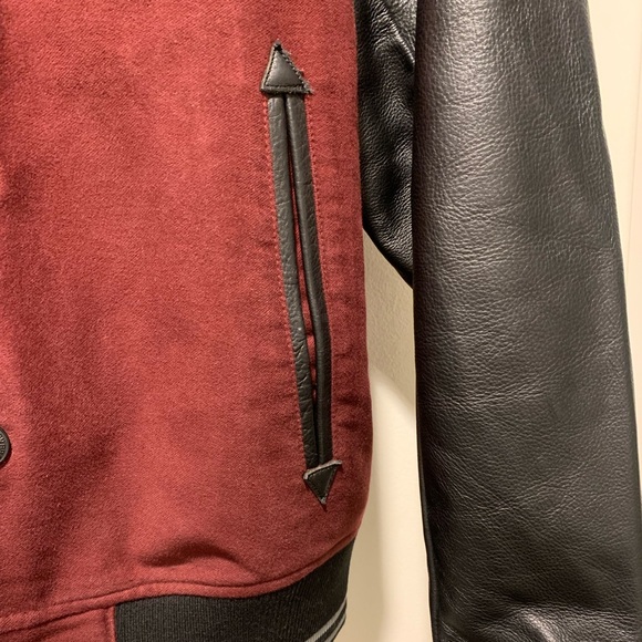 TRUE RELIGION - Varsity Jacket Burgundy Black L - Picture 5 of 6